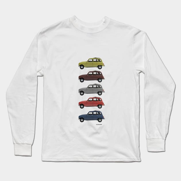 Five Renault 4's Long Sleeve T-Shirt by DaJellah